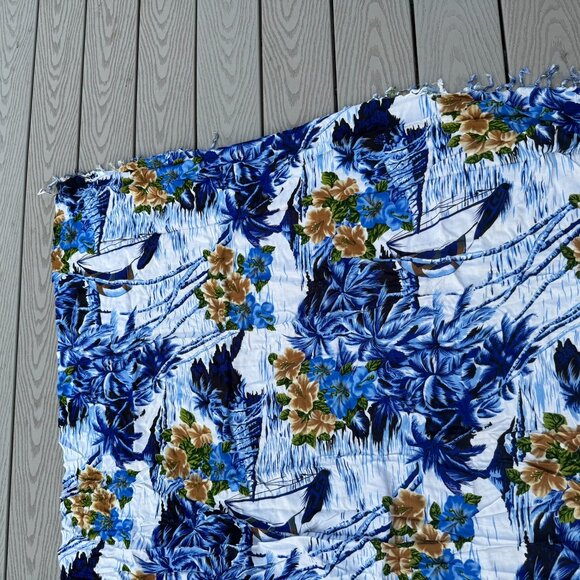 Touch of Hawaii Blue Wrap Scarf 100% Rayon Swim Cover Beachwear - Picture 3 of 6